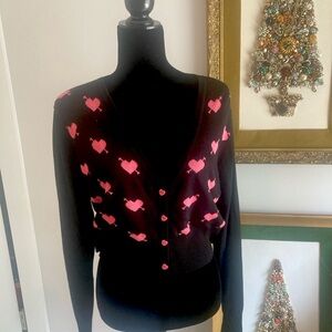 Voodoo Vixen Cropped Cupid Hearts Cardigan